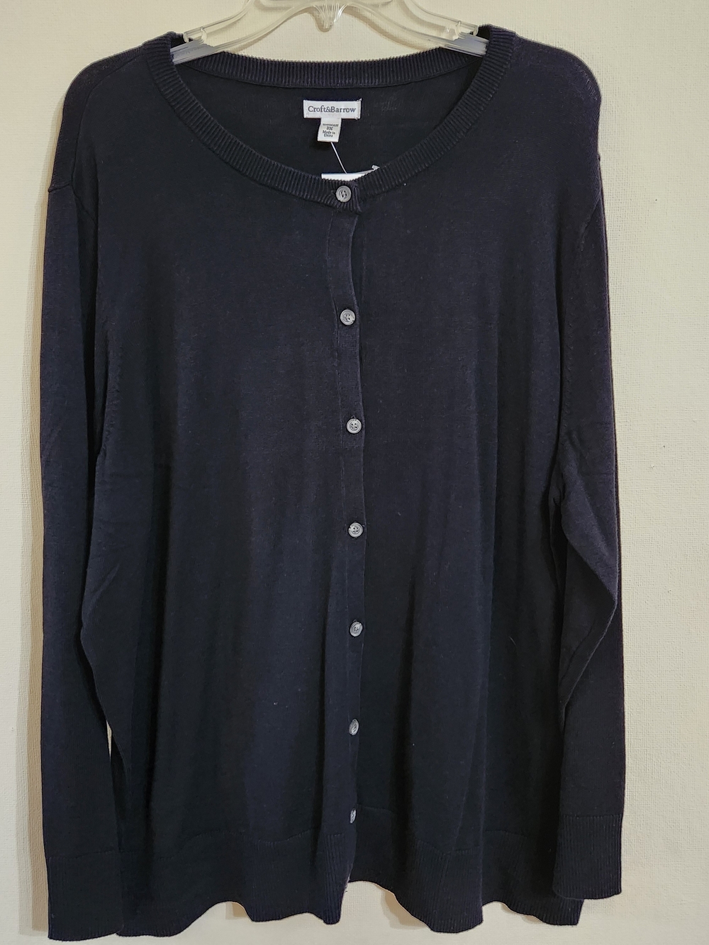 croft & barrow navy blue button-front women's cardigan